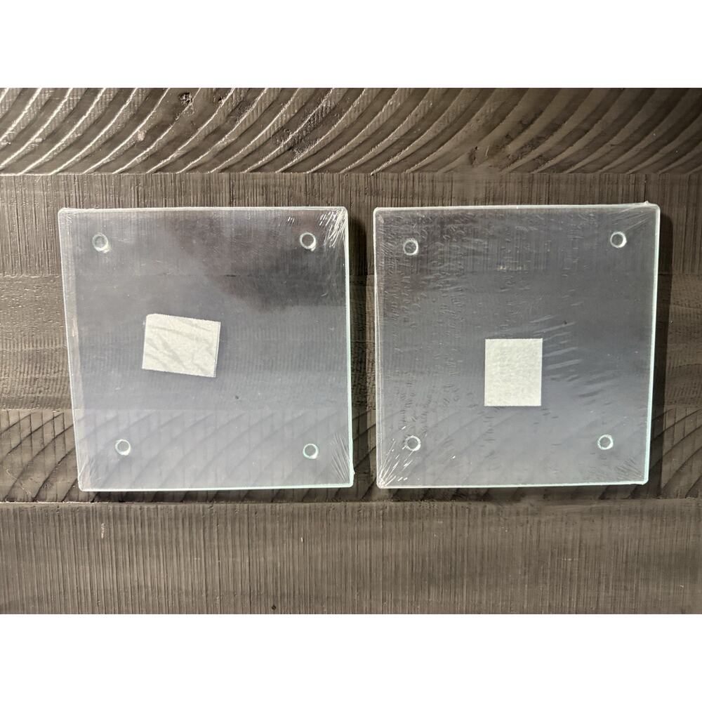 2 PK Glass Square Cutting Board Small 8x8 Clear Textured Tempered Rubber Feet